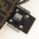 FENDI Zucca Canvas Mamma Baguette Shoulder Bag Black Brown Auth 191291SAV-9