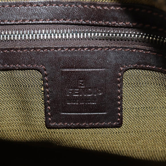FENDI Zucca Canvas Mamma Baguette Shoulder Bag Black Brown Auth 191291SAV