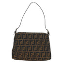 FENDI Zucca Canvas Mamma Baguette Shoulder Bag Black Brown Auth 191291SAV-2
