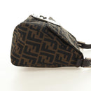 FENDI Zucca Canvas Mamma Baguette Shoulder Bag Black Brown Auth 191291SAV-4