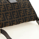 FENDI Zucca Canvas Mamma Baguette Shoulder Bag Black Brown Auth 191291SAV-6