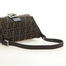 FENDI Zucca Canvas Mamma Baguette Shoulder Bag Black Brown Auth 191291SAV-7