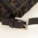FENDI Zucca Canvas Mamma Baguette Shoulder Bag Black Brown Auth 191291SAV-8