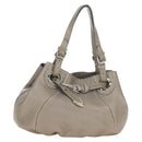 FENDI Celeria Tote Bag Leather Gray Gold Auth 191294V-1