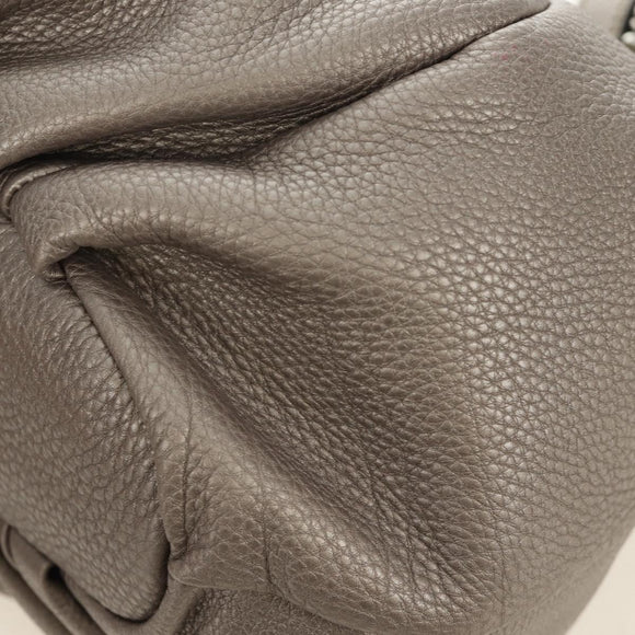 FENDI Celeria Tote Bag Leather Gray Gold Auth 191294V