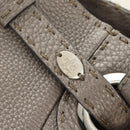 FENDI Celeria Tote Bag Leather Gray Gold Auth 191294V-15