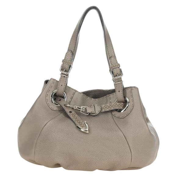 FENDI Celeria Tote Bag Leather Gray Gold Auth 191294V