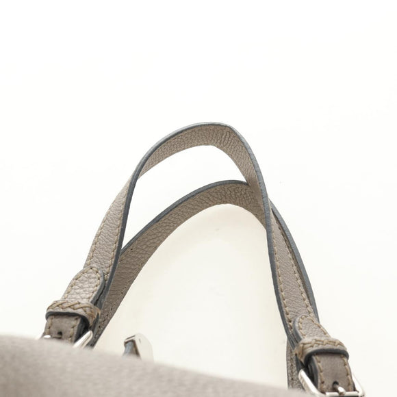 FENDI Celeria Tote Bag Leather Gray Gold Auth 191294V