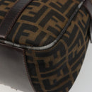 FENDI Zucca Canvas Hand Bag Black Brown Auth 191295-9