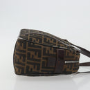 FENDI Zucca Canvas Hand Bag Black Brown Auth 191295-3