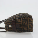 FENDI Zucca Canvas Hand Bag Black Brown Auth 191295-4