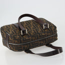 FENDI Zucca Canvas Hand Bag Black Brown Auth 191295-6