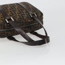 FENDI Zucca Canvas Hand Bag Black Brown Auth 191295-7