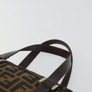 FENDI Zucca Canvas Hand Bag Black Brown Auth 191295-8