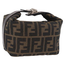 FENDI Zucca Canvas Vanity Pouch Black Brown Auth 191296-1