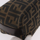 FENDI Zucca Canvas Vanity Pouch Black Brown Auth 191296-10