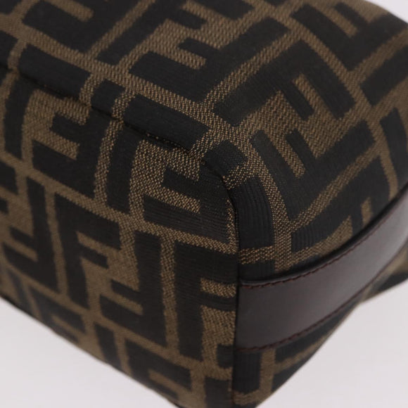 FENDI Zucca Canvas Vanity Pouch Black Brown Auth 191296