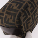 FENDI Zucca Canvas Vanity Pouch Black Brown Auth 191296-12