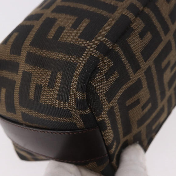 FENDI Zucca Canvas Vanity Pouch Black Brown Auth 191296