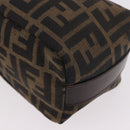 FENDI Zucca Canvas Vanity Pouch Black Brown Auth 191296-13