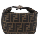 FENDI Zucca Canvas Vanity Pouch Black Brown Auth 191296-2