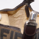 FENDI Zucca Canvas Vanity Pouch Black Brown Auth 191296-20