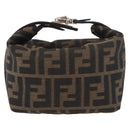FENDI Zucca Canvas Vanity Pouch Black Brown Auth 191296-3