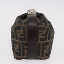 FENDI Zucca Canvas Vanity Pouch Black Brown Auth 191296-4