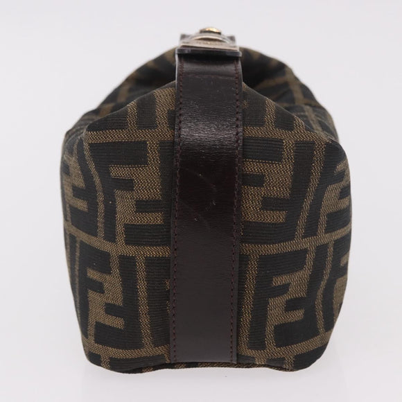 FENDI Zucca Canvas Vanity Pouch Black Brown Auth 191296