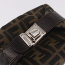 FENDI Zucca Canvas Vanity Pouch Black Brown Auth 191296-7