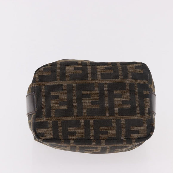 FENDI Zucca Canvas Vanity Pouch Black Brown Auth 191296