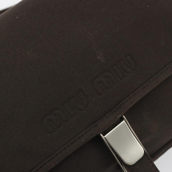 Miu Miu Shoulder Bag Cotton Jersey Brown Silver Auth 191297A