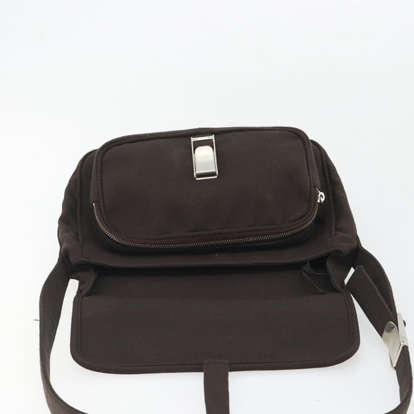 Miu Miu Shoulder Bag Cotton Jersey Brown Silver Auth 191297A