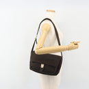 Miu Miu Shoulder Bag Cotton Jersey Brown Silver Auth 191297A-26