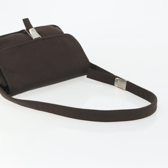 Miu Miu Shoulder Bag Cotton Jersey Brown Silver Auth 191297A