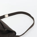 Miu Miu Shoulder Bag Cotton Jersey Brown Silver Auth 191297A-8