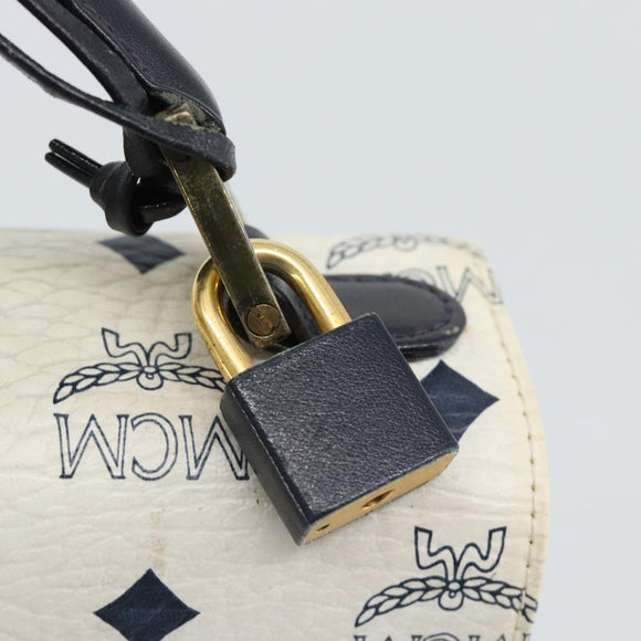 MCM Vicetos Logogram Hand Bag PVC Leather White Gold Auth 191298