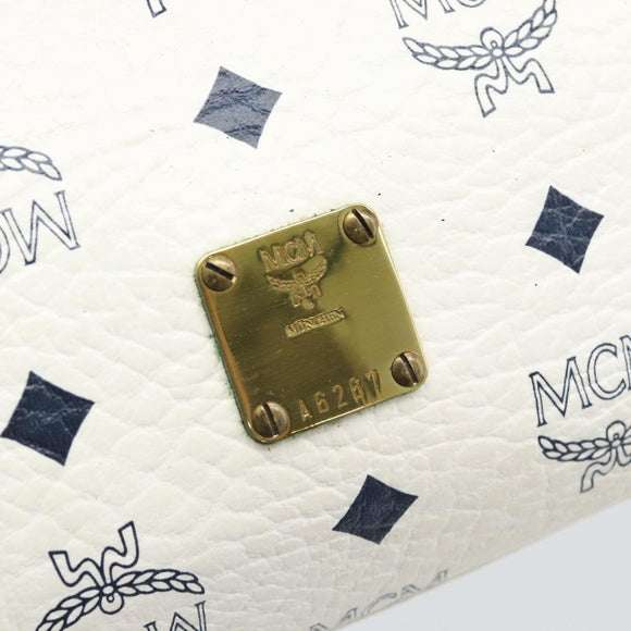 MCM Vicetos Logogram Hand Bag PVC Leather White Gold Auth 191298