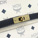 MCM Vicetos Logogram Hand Bag PVC Leather White Gold Auth 191298-20