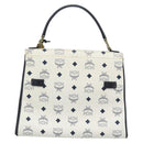 MCM Vicetos Logogram Hand Bag PVC Leather White Gold Auth 191298-2