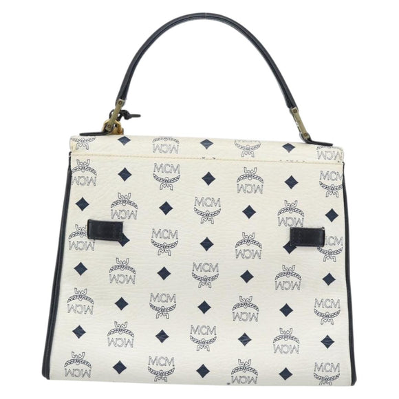 MCM Vicetos Logogram Hand Bag PVC Leather White Gold Auth 191298