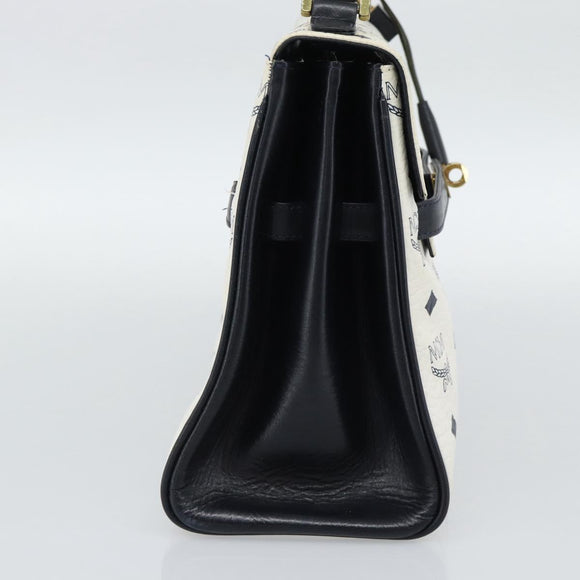 MCM Vicetos Logogram Hand Bag PVC Leather White Gold Auth 191298