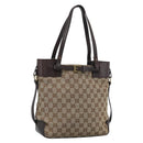 GUCCI GG Canvas Tote Bag Beige Gold 107757 Auth 191299-1