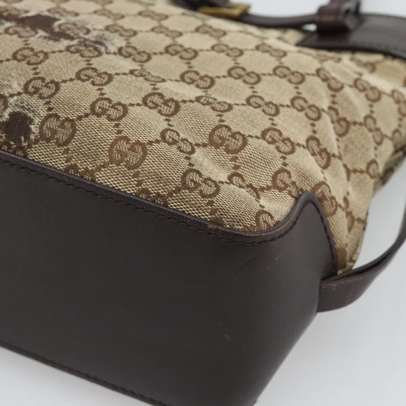 GUCCI GG Canvas Tote Bag Beige Gold 107757 Auth 191299