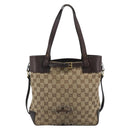 GUCCI GG Canvas Tote Bag Beige Gold 107757 Auth 191299-3
