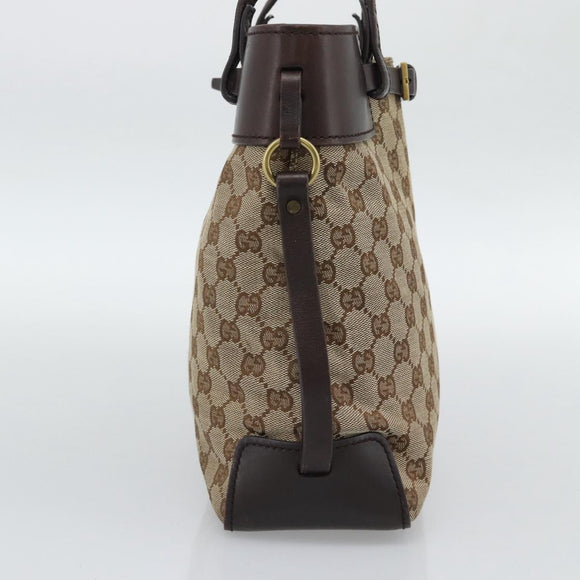 GUCCI GG Canvas Tote Bag Beige Gold 107757 Auth 191299
