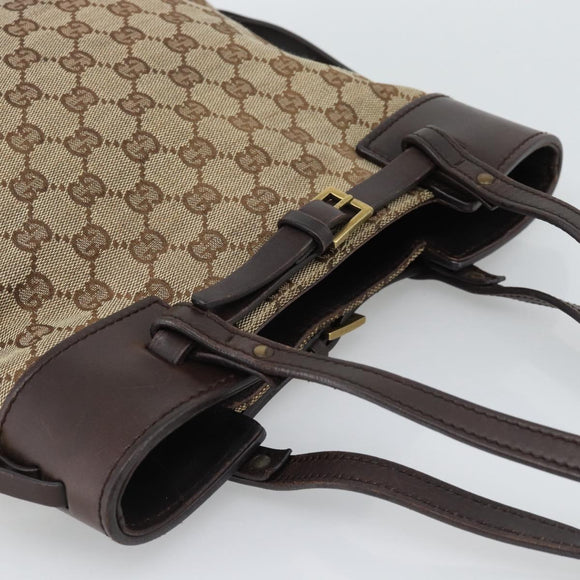 GUCCI GG Canvas Tote Bag Beige Gold 107757 Auth 191299
