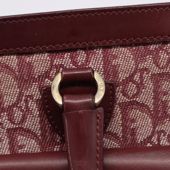 Christian Dior Trotter Canvas Hand Bag Red Gold Auth 191301V