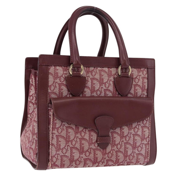 Christian Dior Trotter Canvas Hand Bag Red Gold Auth 191301V