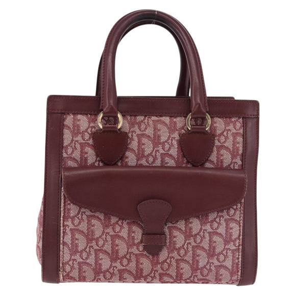 Christian Dior Trotter Canvas Hand Bag Red Gold Auth 191301V